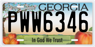GA license plate PWW6346