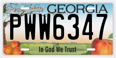 GA license plate PWW6347