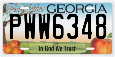 GA license plate PWW6348