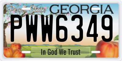 GA license plate PWW6349