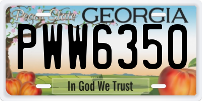 GA license plate PWW6350