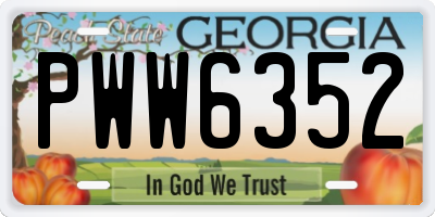 GA license plate PWW6352