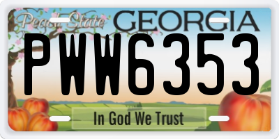 GA license plate PWW6353