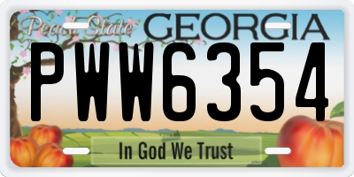 GA license plate PWW6354