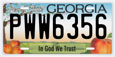 GA license plate PWW6356