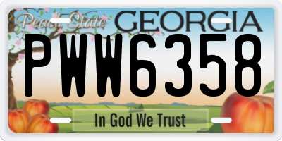 GA license plate PWW6358