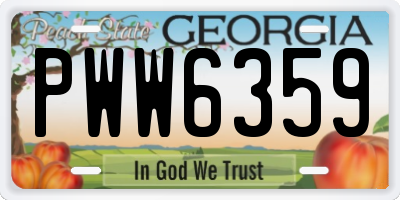 GA license plate PWW6359