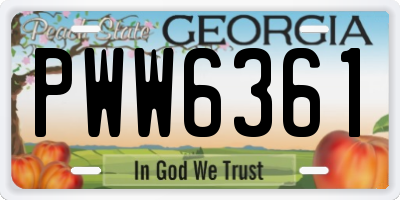 GA license plate PWW6361