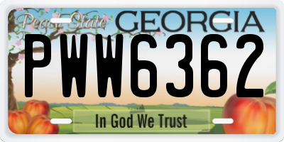 GA license plate PWW6362