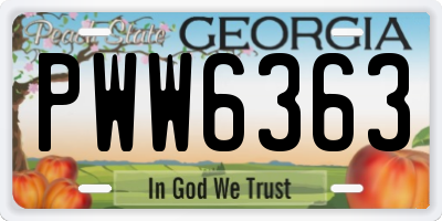 GA license plate PWW6363