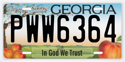 GA license plate PWW6364