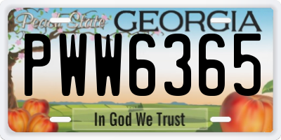 GA license plate PWW6365