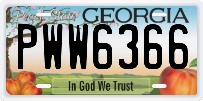 GA license plate PWW6366