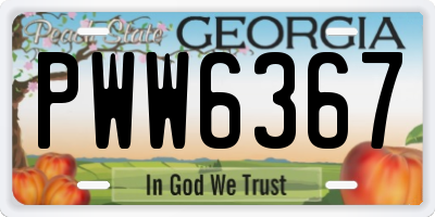 GA license plate PWW6367