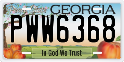 GA license plate PWW6368