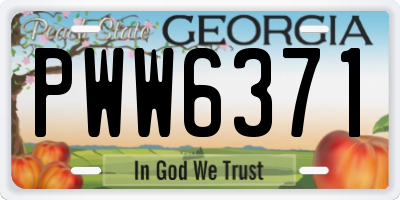 GA license plate PWW6371