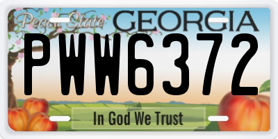 GA license plate PWW6372