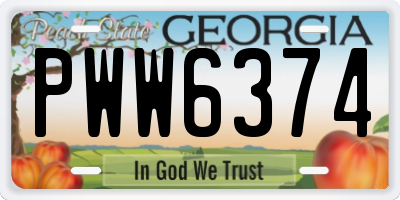 GA license plate PWW6374