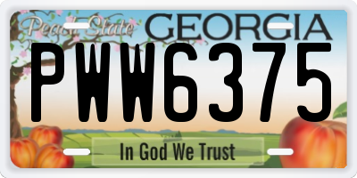 GA license plate PWW6375