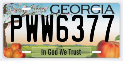 GA license plate PWW6377