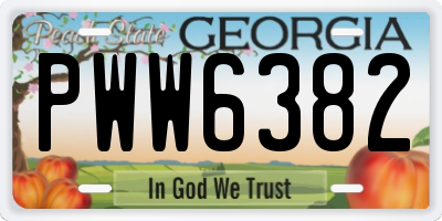 GA license plate PWW6382
