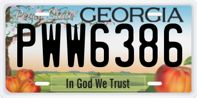 GA license plate PWW6386