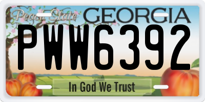 GA license plate PWW6392