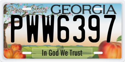 GA license plate PWW6397