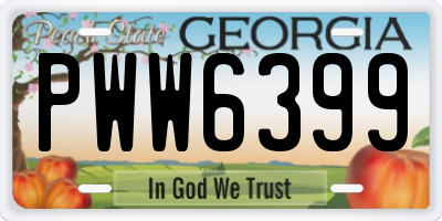 GA license plate PWW6399