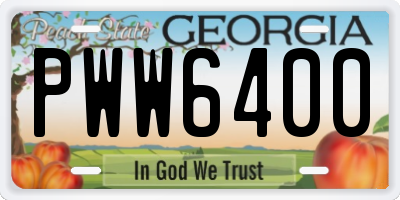 GA license plate PWW6400