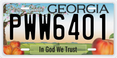 GA license plate PWW6401