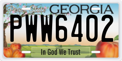 GA license plate PWW6402