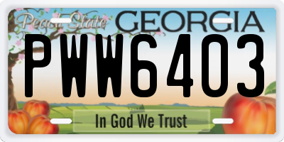 GA license plate PWW6403