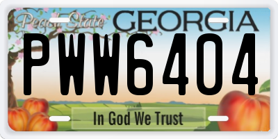 GA license plate PWW6404