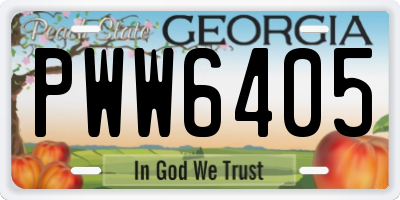GA license plate PWW6405