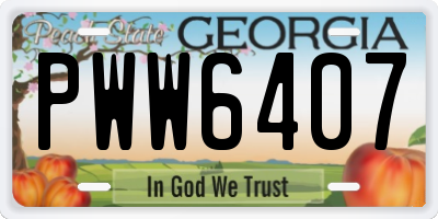 GA license plate PWW6407