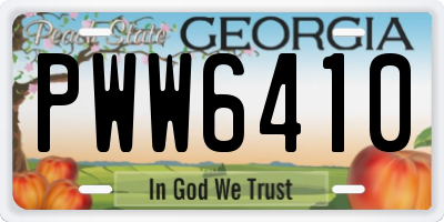 GA license plate PWW6410