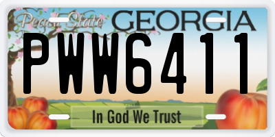 GA license plate PWW6411