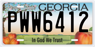 GA license plate PWW6412