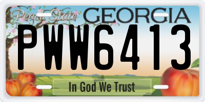 GA license plate PWW6413