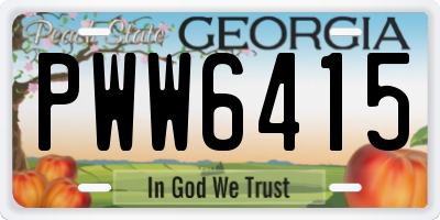 GA license plate PWW6415