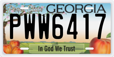 GA license plate PWW6417