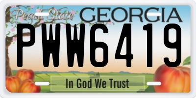 GA license plate PWW6419