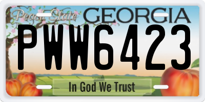 GA license plate PWW6423