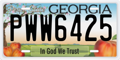 GA license plate PWW6425