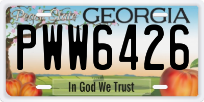 GA license plate PWW6426