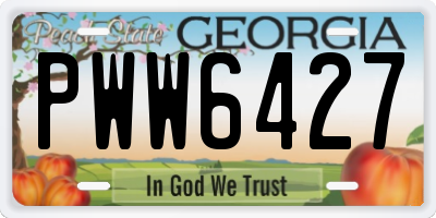 GA license plate PWW6427