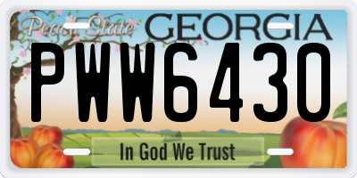 GA license plate PWW6430