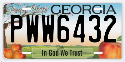GA license plate PWW6432