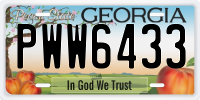 GA license plate PWW6433